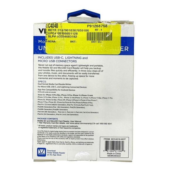 Vivitar Mobile SD & MicroSD Universal Card Reader - Picture 5 of 5